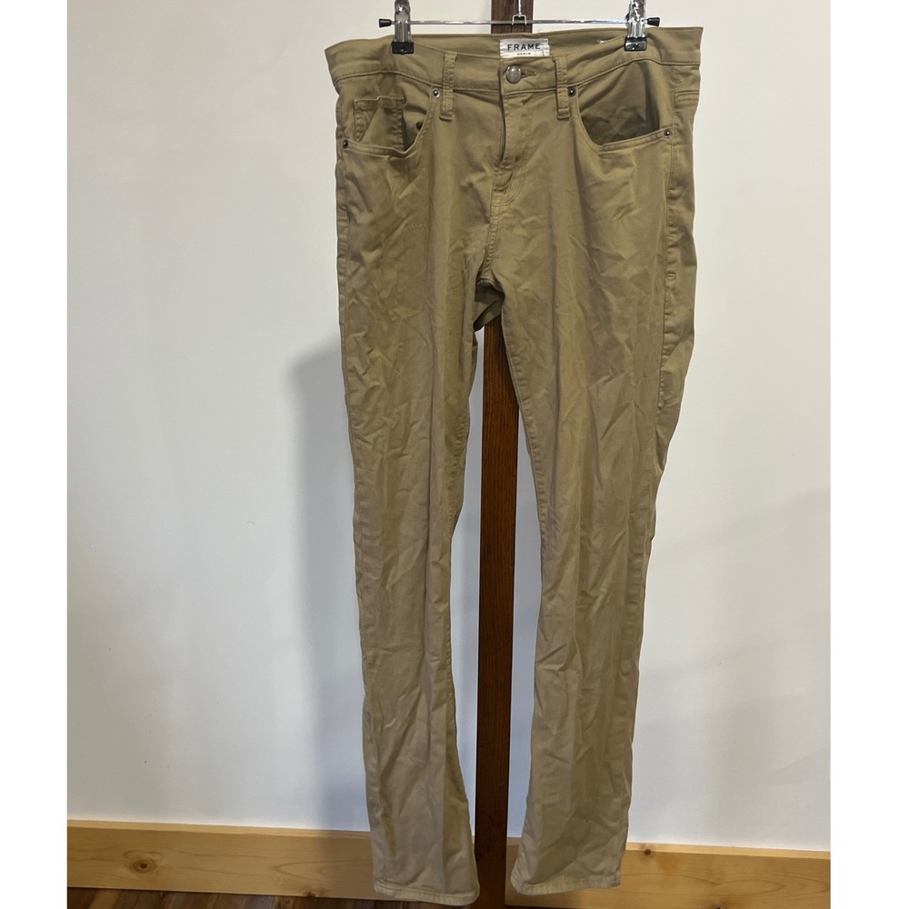 Frame Denim L'Homme Slim Khaki Tan Pants LMH007 Size 30 Cotton Modal Stretch
